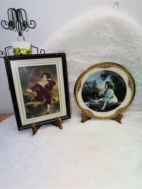 Lenox Gold Trimmed Plate "Afternoon Recital" & Vintage Child Portrait 💝